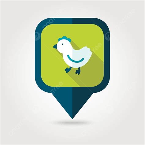 Ikon Peta Pin Datar Ayam Peta Penunjuk Hewan Burung Daging Vektor ...