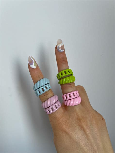 Evry Jewels Colorful Abstract Rings Diy Clay Rings Clay Jewelry Diy