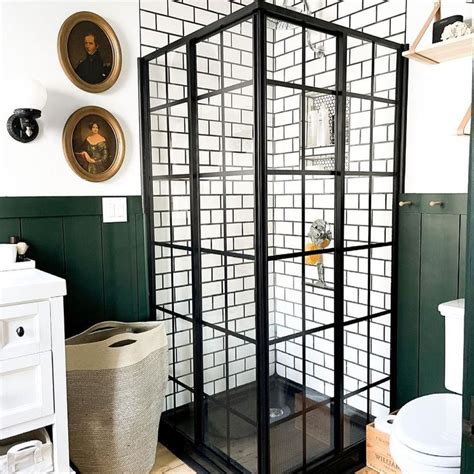 A Modern Vintage Bathroom Featuring Our Grid Pattern Dreamline French