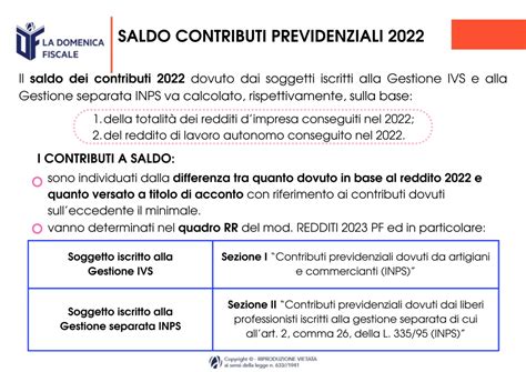 La Domenica Fiscale Saldo E Acconto Dei Contributi Ivs Gestione