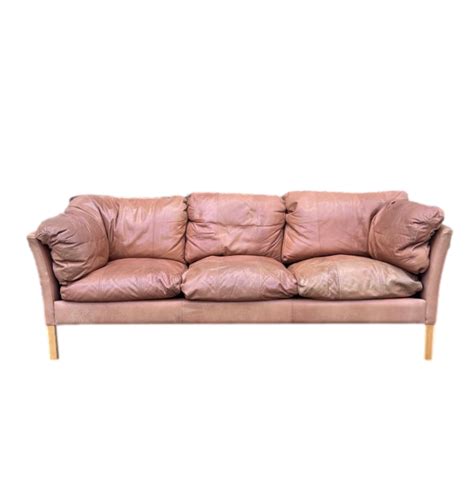 Pre Owned And Refurbished Stouby Tan 3 Seat Leather Sofa Collecte