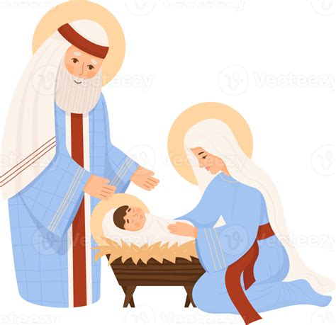 Natal Mary santo Joseph e bebê Jesus dentro manjedoura 30535984 PNG