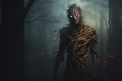 Premium Photo Shadowy Man Spooky Forest Generate Ai