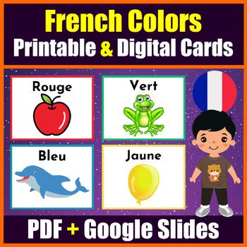 French Letters Numbers Colors Shapes Flash Cards PDF Google Slides