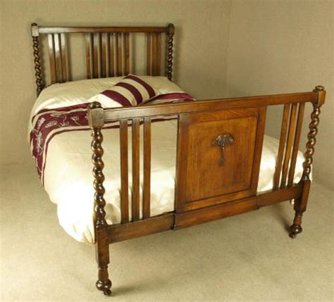 Antique Barley Twist Oak Double Bed 261969 Uk