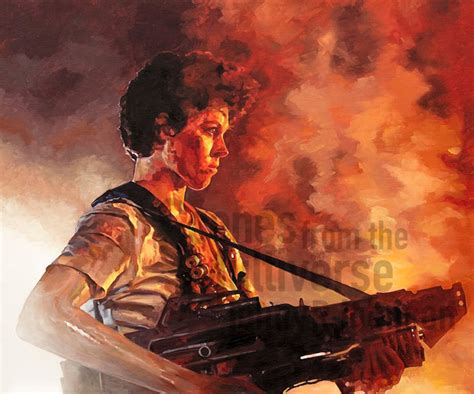 Ellen Ripley Aliens Art Print Sigourney Weaver Xenomorph Flame Thrower ...