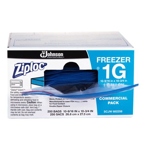 Ziploc Commercial Gallon Freezer Bags Clear 10 9 16 X 10 3 4 250 Bx Grand And Toy