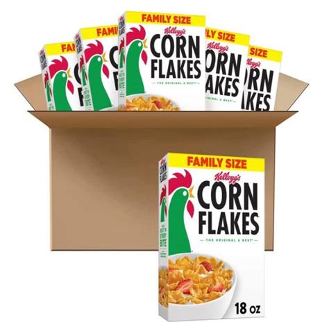 Kellogg Corn Flakes Breakfast Cereal Original 18 Oz Pack Of 6 Red And White Cornflakes