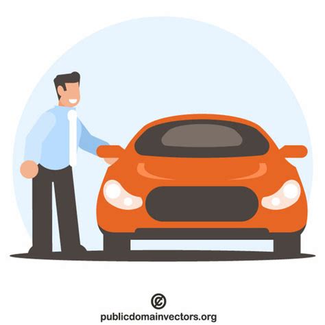 Businessman And A Car Public Domain Vectors