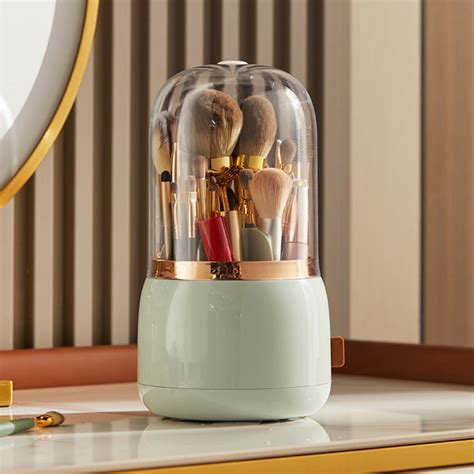 360 Rotating Cosmetics Makeup Brush Organizer Storage Organizer Smooth Rotating Dustproof Makeup