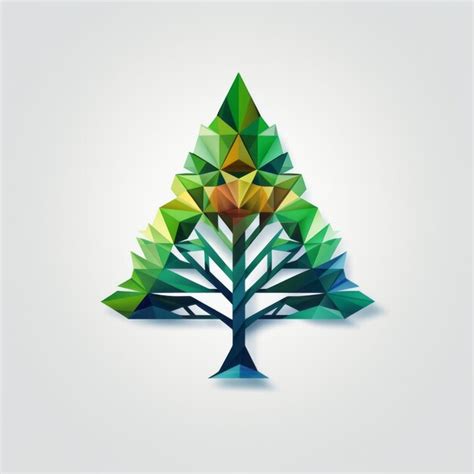 Premium Photo Visually Striking Logo Design Geometric Tree Formation