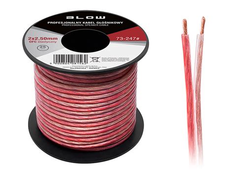 HQ Luidsprekerkabel 2 X 2 50 Mm Transparant Rood Op Rol 25 Meter