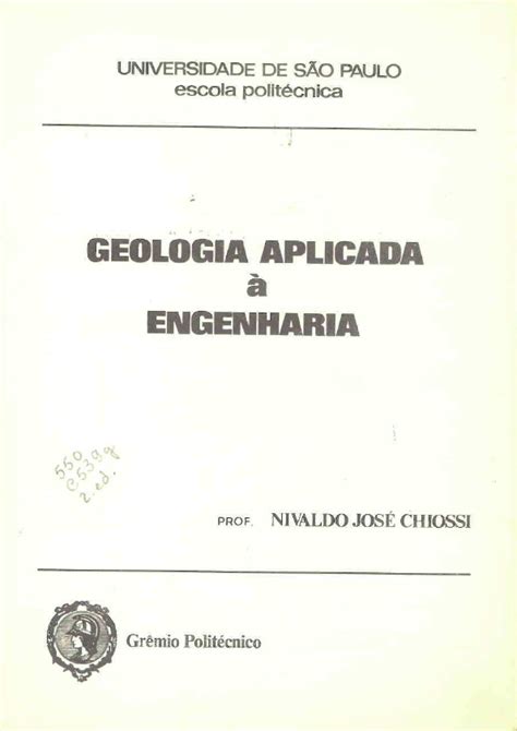 Geologia Aplicada A Engenharia Chiossi Geologia