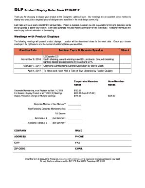 Fillable Online Dlf Product Display Order Form Fax Email