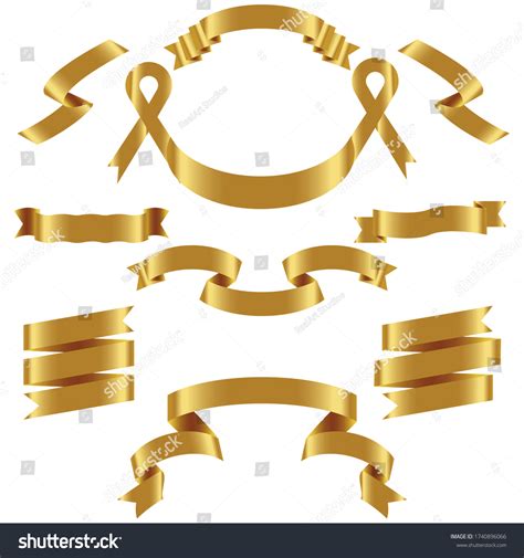 Gold Ribbon Set Isolated Celebration Winner Stock Vector Royalty Free 1740896066 Shutterstock