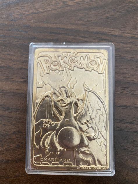 Vintage 1999 Burger King Pokemon 23K Gold Plated Trading Card Charizard