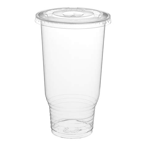 Choice 32 Oz Clear PET Plastic Cold Cup With Flat Lid 50 Pack