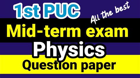 1st Puc Physics Mid Term Exam Question Paper 2023 Fix Questions