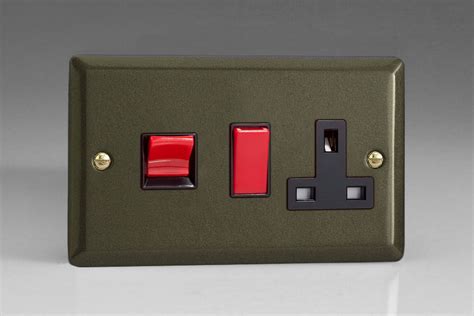 Varilight Classic Graphite 45a Cooker Panel With 13a Double Pole Switched Socket Outlet Red