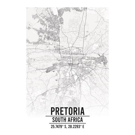 Pretoria South Africa A3 Map Print Retro Progression