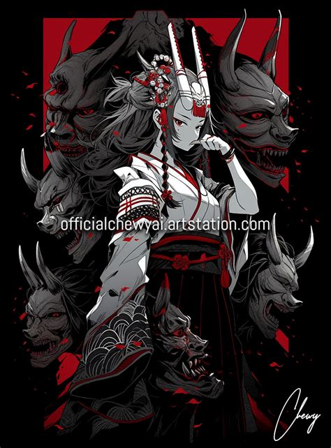 Artstation Japanese Demon Girl Aesthetic Artworks