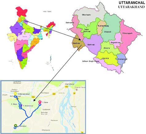 A. Map of India, B. Map of Uttarakhand, C. Terrain View of Location Map... | Download Scientific ...