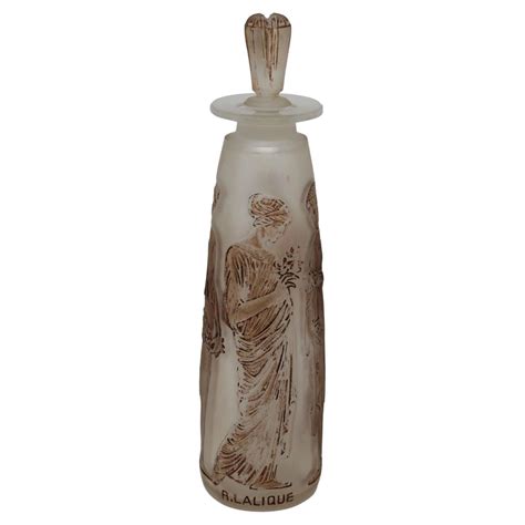 Rene Lalique Ambre Antique Perfume Bottle Coty Frosted Glass Sepia