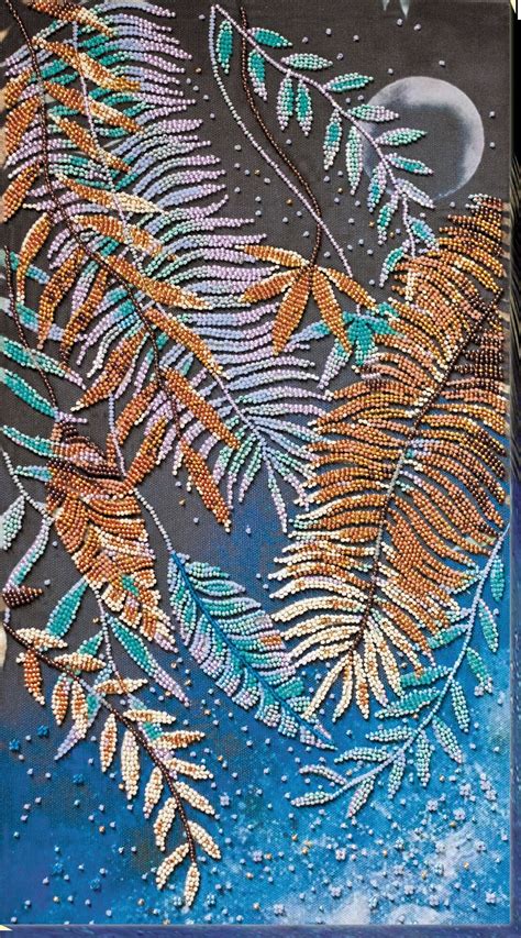 Bead Embroidery Kit Tropical Night Needlepoint Kit Botanical Etsy