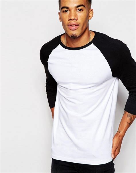 Asos Muscle 3 4 Sleeve T Shirt With Contrast Raglan Sleeves In White Asos Langærmede T Shirts