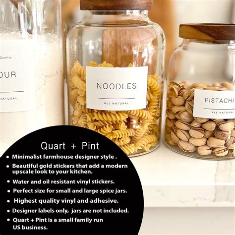 Quart Pint 134 Kitchen Pantry Labels For Containers Minimalist