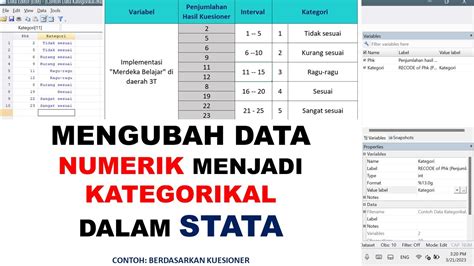 Stata Mengubah Data Numerik Menjadi Kategorikal Youtube