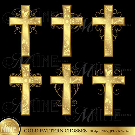 GOLD PATTERN CROSSES Clipart Cross Clip Art Vector Art File - Etsy