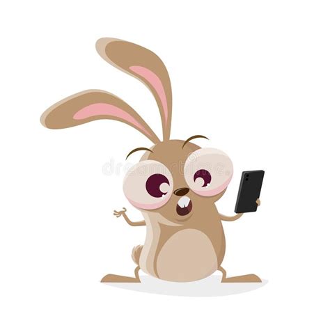 Funny Cartoon Rabbit Talking on a Mobile Phone Stock Illustration ...