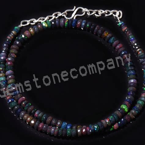 Natural Ethiopian Black Opal Faceted Rondelle Beads Multi Etsy