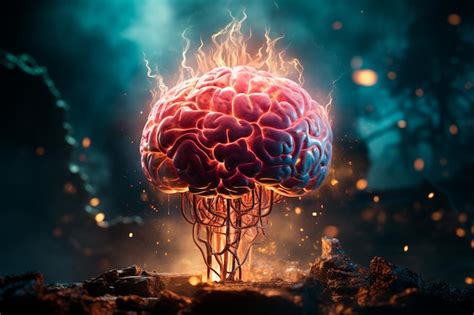 Premium Ai Image Brain In Fire And Explosion