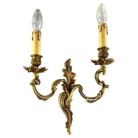 Elegant Vintage Gilt Brass Wall Sconce Two Arm Single Wall Lamp For