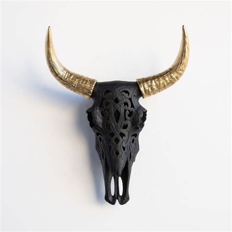 Faux Taxidermy Decorative Carved Bison Skull Wall Decor Etsy