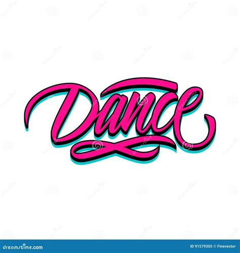 Handwritten Word Dance Hand Drawn Lettering Calligraphic Element For