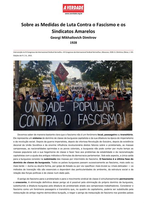 PDF New Sobre As Medidas De Luta Contra O Fascismo E Os Sindicatos