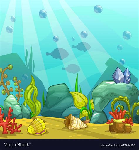 Cartoon Underwater Vector Illustration Undersea World Ocean Bottom