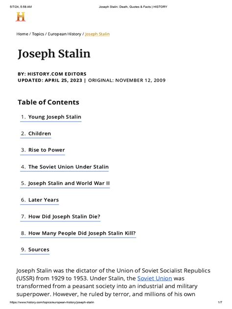 Joseph Stalin - Death, Quotes & Facts - HISTORY | Download Free PDF ...