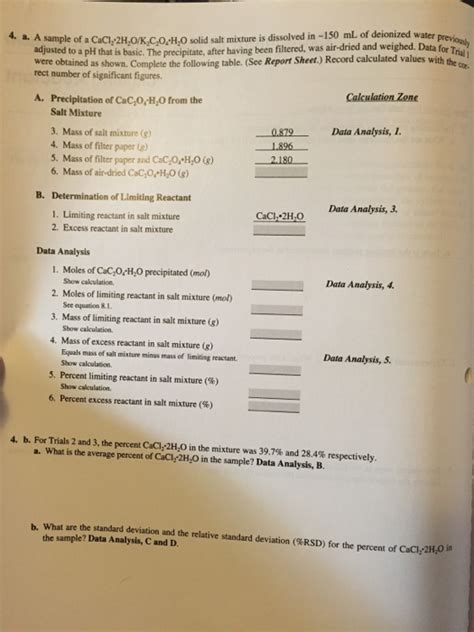 Solved A Sample Of A C ACI 2 2H 2O K 2C 2O 4H 2O Solid Salt Chegg