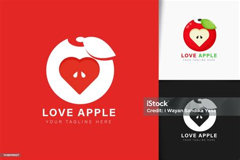 Love Apple Logo Design Stock Illustration Download Image Now Apple Fruit Heart Shape