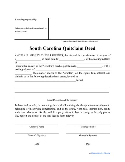 South Carolina Quitclaim Deed Form Fill Out Sign Online And Download