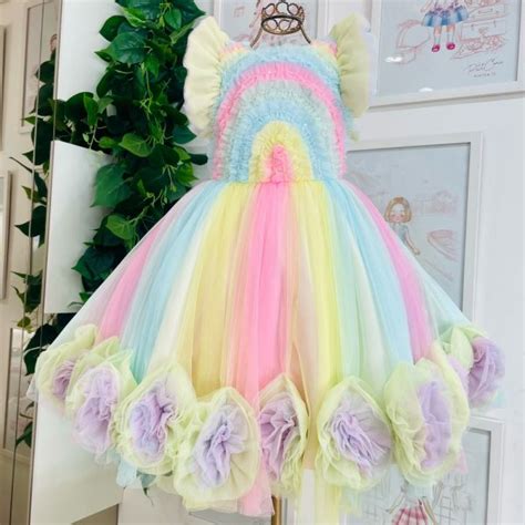 Vestido Infantil de Festa Petit Cherie Conceito Luxo Arco Íris Tule