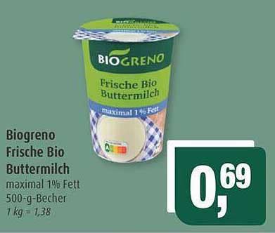 Biogreno Frische Bio Buttermilch Angebot Bei Markant Prospekte De