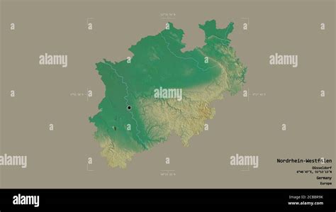 Area Of Nordrhein Westfalen State Of Germany Isolated On A Solid