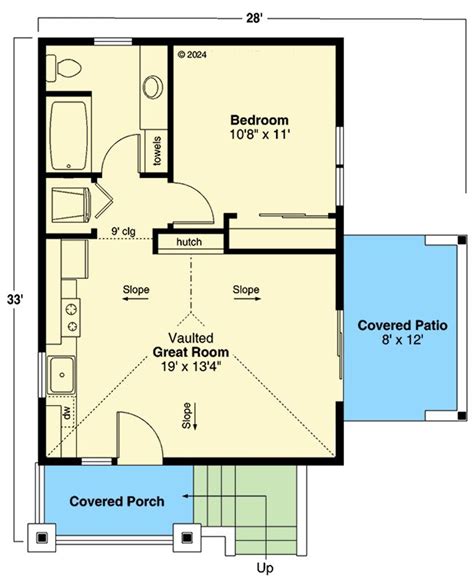 Plan Da Bed Adu Modern Cottage With Vaulted Great Room Sq