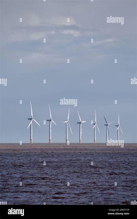 Offshore Wind Turbines At Gunfleet Sands Off Clacton On Sea Essex Stock