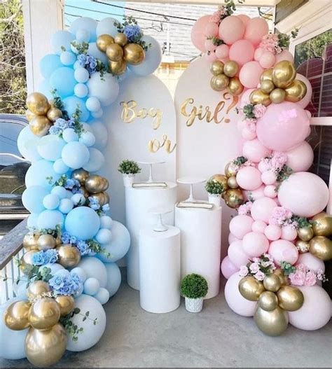 Gender Reveal Balloon Garland Kit Pink Blue Gold Baby Shower Etsy